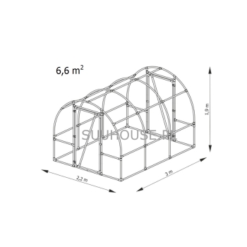 Fóliový tunel B3 [6,6 m2] 3 x 2,2 x 1,9 m s fóliou UV4